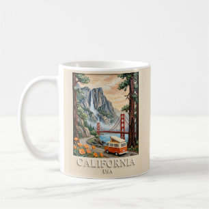 Californië Road Trip Vintage 3D Textuur Landschap Koffiemok