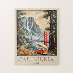 Californië Road Trip Vintage 3D Textuur Landschap Legpuzzel