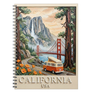 Californië Road Trip Vintage 3D Textuur Landschap Notitieboek