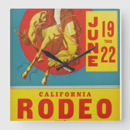  Californië Rodeo Poster Clock Vierkante Klok