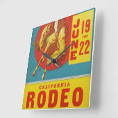  Californië Rodeo Poster Clock Vierkante Klok (Hoek)
