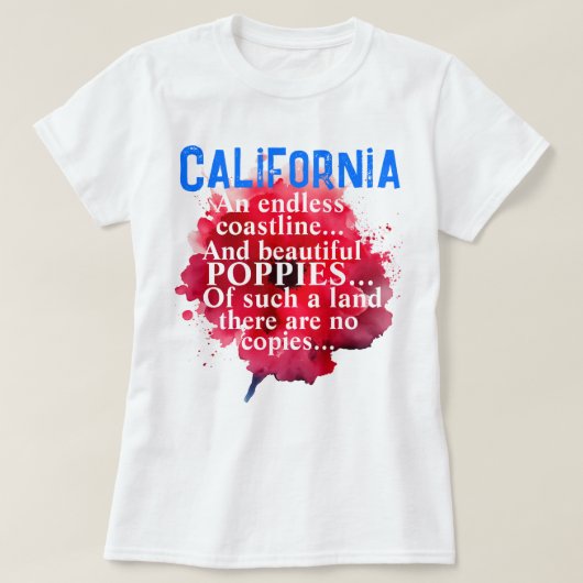Californië Romantisch Mooi Poppies Patriottisch T-shirt (Design voorkant)