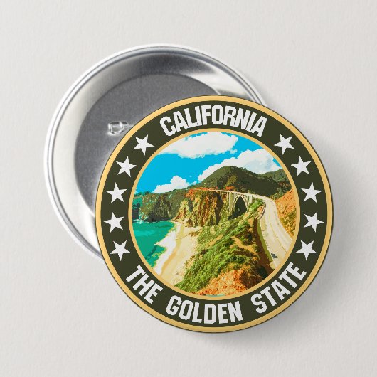 Californië Ronde Button 7,6 Cm (Voorkant /achterkant)