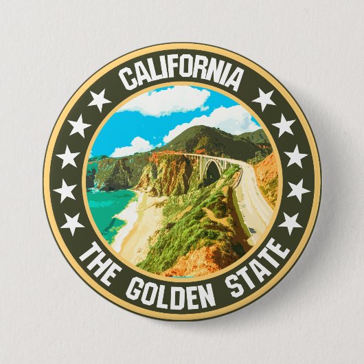 Californië Ronde Button 7,6 Cm (Voorkant)