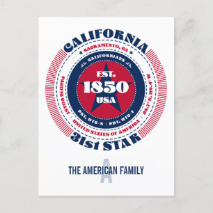 Californië, Sacramento, CA, Patriottisch, Monogram Briefkaart