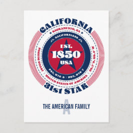 Californië, Sacramento, CA, Patriottisch, Monogram Briefkaart