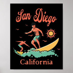 Californië San Diego Ca Surfer Surfen Strand Vakan Poster