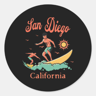 Californië San Diego Ca Surfer Surfen Strand Vakan Ronde Sticker