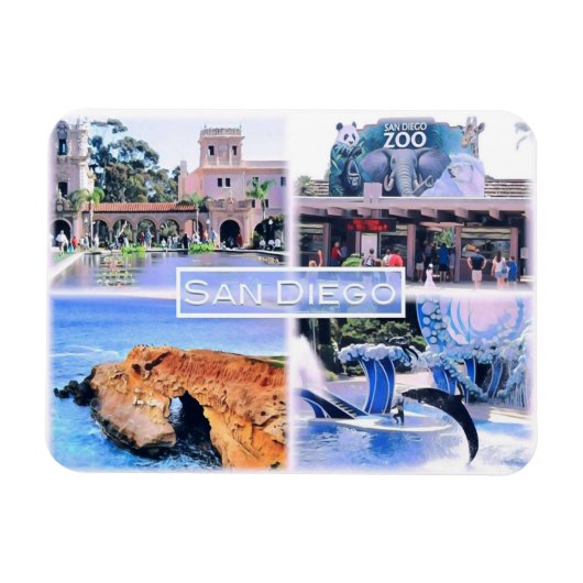 Californië - San Diego - mozaïek - VS - Magneet (Horizontaal)