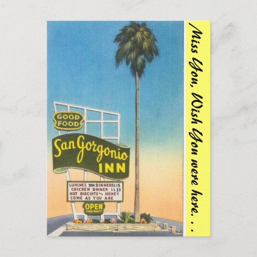 Californië, San Gorgonio Inn Briefkaart (Voorkant)