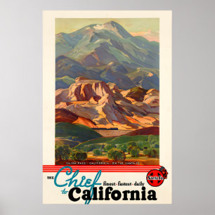 Californië - Santa Fe Chief Railroad Vintage Poster