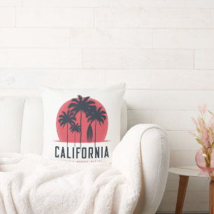 Californië Santa Monica Beach Retro Palmboom Kussen