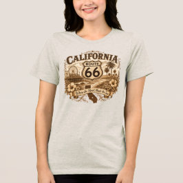Californië Santa Monica Pier Route 66 Retro Sepia Tri-Blend Shirt