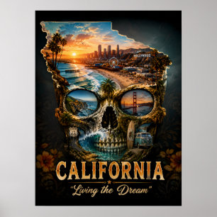 Californië Schedel Kunstprint State of Mind Poster