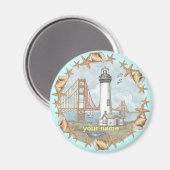 Californië Schelpen Vuurtoren magneet (Voorkant / Achterkant)