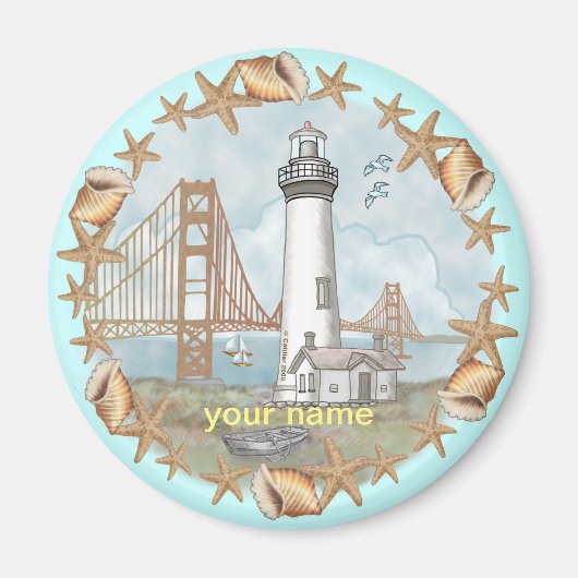 Californië Schelpen Vuurtoren magneet (Voorkant)