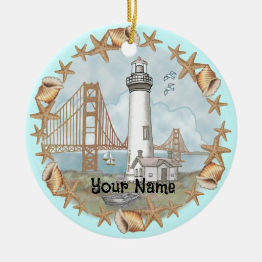Californië Schelpen Vuurtoren Ornament (Voorkant)