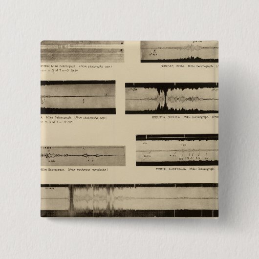 Californië Seismogrammen 2 Vierkante Button 5,1 Cm (Voorkant)