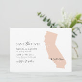 Californië Staat Save the Date Kaart (Staand voorkant)