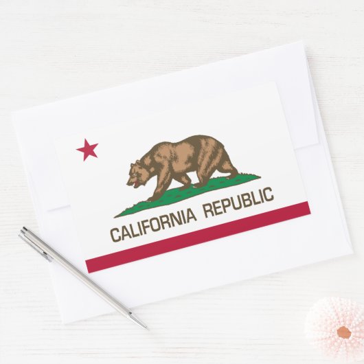 Californië (staatsvlag) rechthoekige sticker (Envelop)