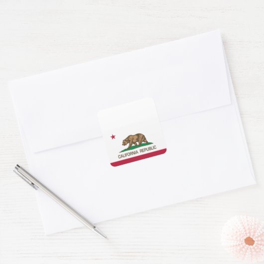 Californië (staatsvlag) vierkante sticker (Envelop)