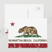 Californië-staatvlag Manhattan-strand Briefkaart (Voorkant / Achterkant)