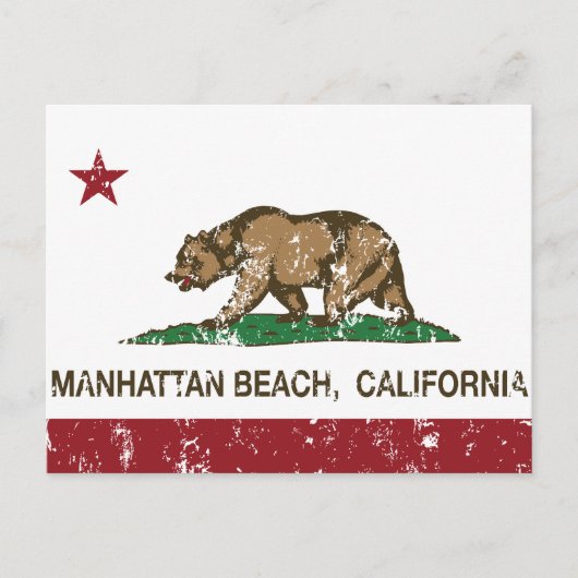 Californië-staatvlag Manhattan-strand Briefkaart (Voorkant)