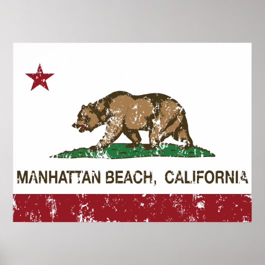 Californië-staatvlag Manhattan-strand Poster (Voorkant)