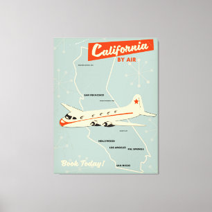 Californië, stijl 'door de lucht', reisposter uit canvas afdruk