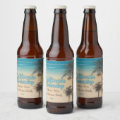 Californië, strand met palmbomen bier etiket (Flessen)