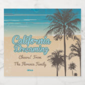 Californië, strand met palmbomen bier etiket (Enkel label)