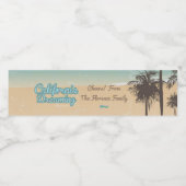 Californië, strand met palmbomen waterfles etiket (Enkel label)