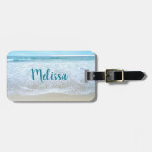 Californië strand oceaan golven fotoscript monogra bagagelabel (Voorkant horizontaal)