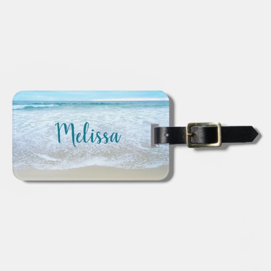 Californië strand oceaan golven fotoscript monogra bagagelabel (Voorkant horizontaal)