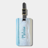 Californië strand oceaan golven fotoscript monogra bagagelabel (Voorkant verticaal)