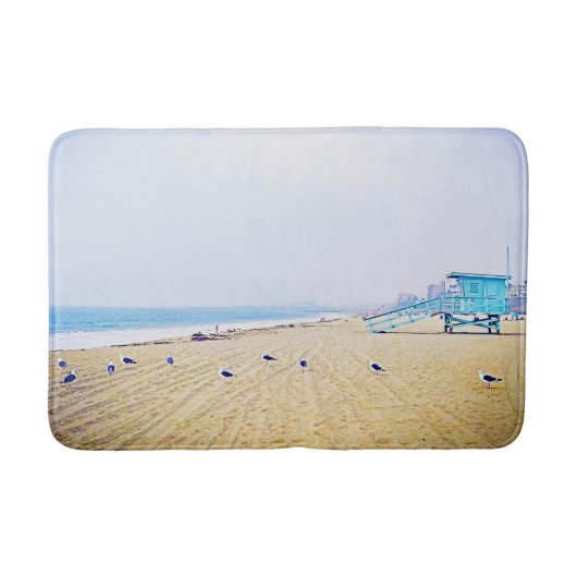 Californië strand oceaan zeemeeuwen badhokje badmat (Voorkant)