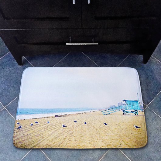 Californië strand oceaan zeemeeuwen badhokje badmat