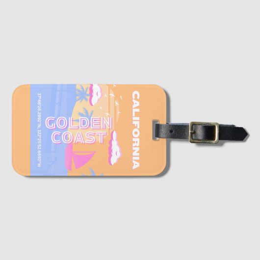 Californië, Strand, Reiskunst Bagagelabel (Voorkant (horizontaal))