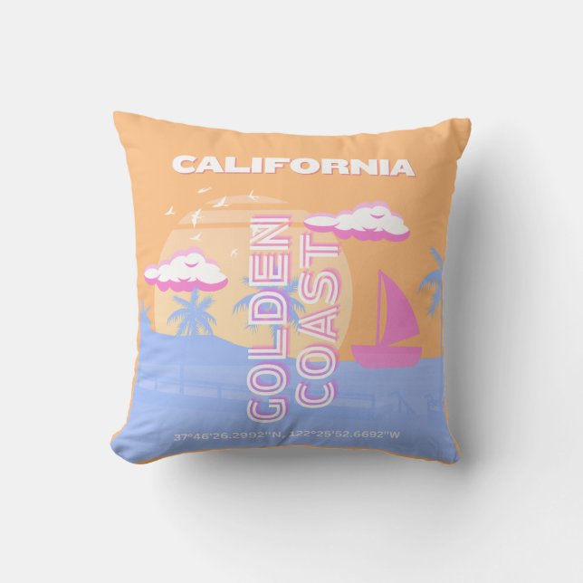 Californië, Strand, Reiskunst Kussen (Voorkant)