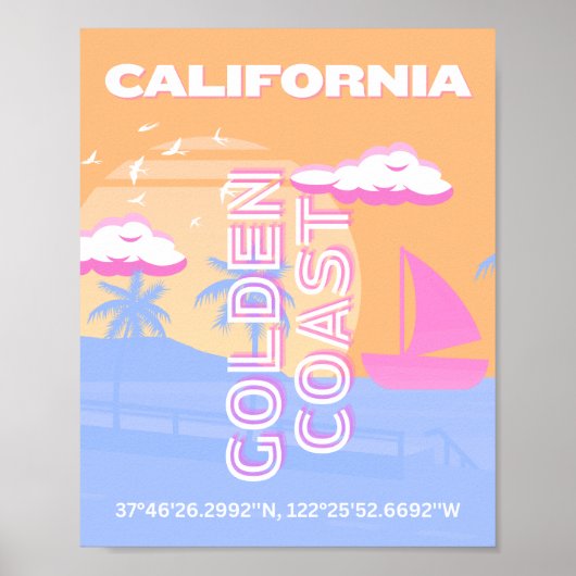 Californië, Strand, Reiskunst Poster (Voorkant)