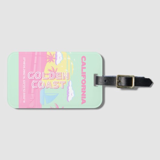 Californië, Strand, Reiskunst, Preppy Bagagelabel (Voorkant (horizontaal))