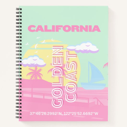 Californië, Strand, Reiskunst, Preppy Notitieboek (Voorkant)