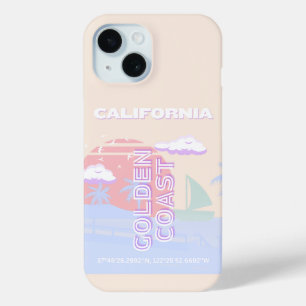 Californië, Strand, Reiskunst, Preppy, Pastel iPhone 15 Case
