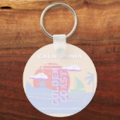 Californië, Strand, Reiskunst, Preppy, Pastel Sleutelhanger (Achterkant)