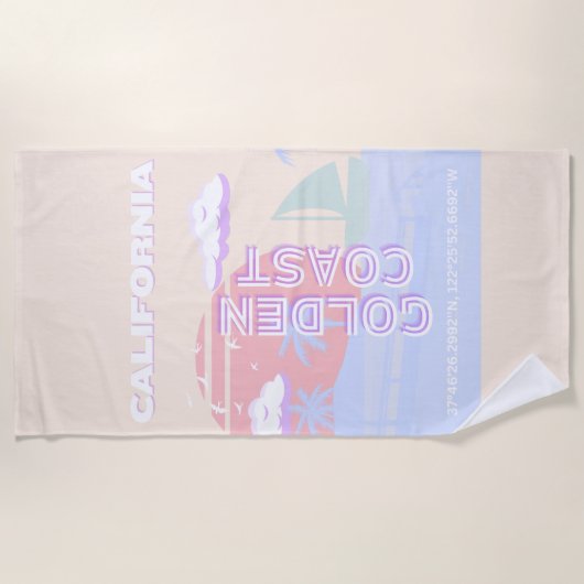 Californië, Strand, Reiskunst, Preppy, Pastel Strandlaken (Voorkant)