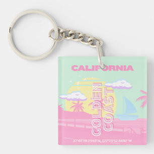Californië, Strand, Reiskunst, Preppy Sleutelhanger
