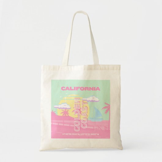 Californië, Strand, Reiskunst, Preppy Tote Bag (Voorkant)