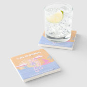 Californië, Strand, Reiskunst Stenen Onderzetter (Zijkant)