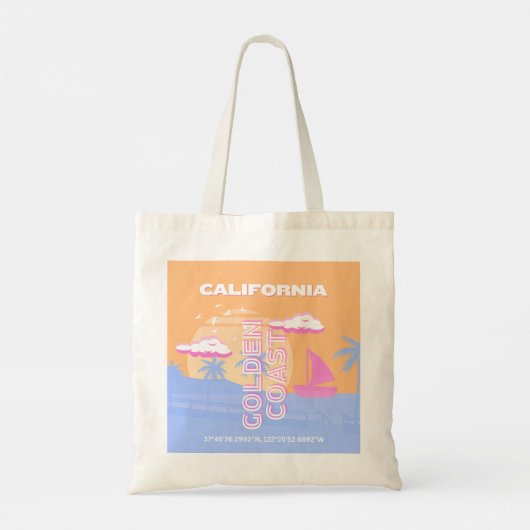 Californië, Strand, Reiskunst Tote Bag (Achterkant)