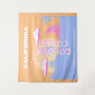 Californië, Strand, Reiskunst Wandkleed
